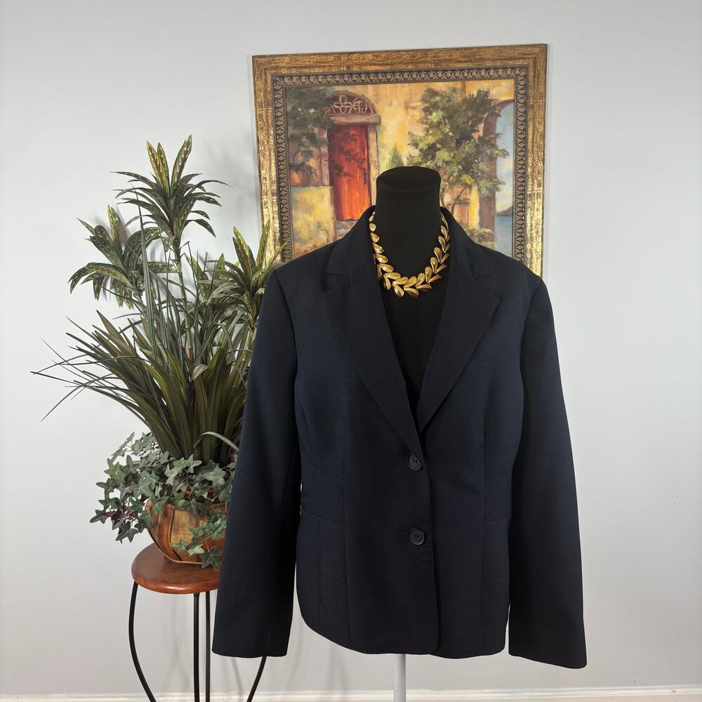 Kasper Women Jacket Size 18 Blue Lapel Notch Collar Long Sleeve Clueless Preppy